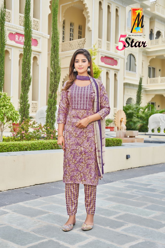 5 Star By master Capsule Foil Printed Kurti With Bottom Dupatta Wholesale Price In Surat